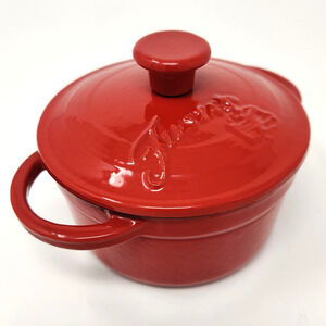 Fiesta Scarlet Red Enameled Cast Iron Mini Dutch Oven Casserole Fiestaware .35qt
